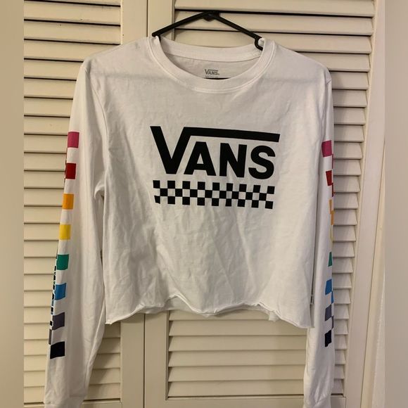 Vans Tops - NWT VANS rainbow checkered crop long sleeve